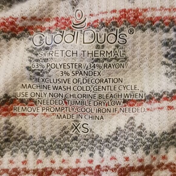 Cuddl Duds Stretch Thermal Holiday Moose Top with Thumb Holes NWOT - Picture 11 of 11